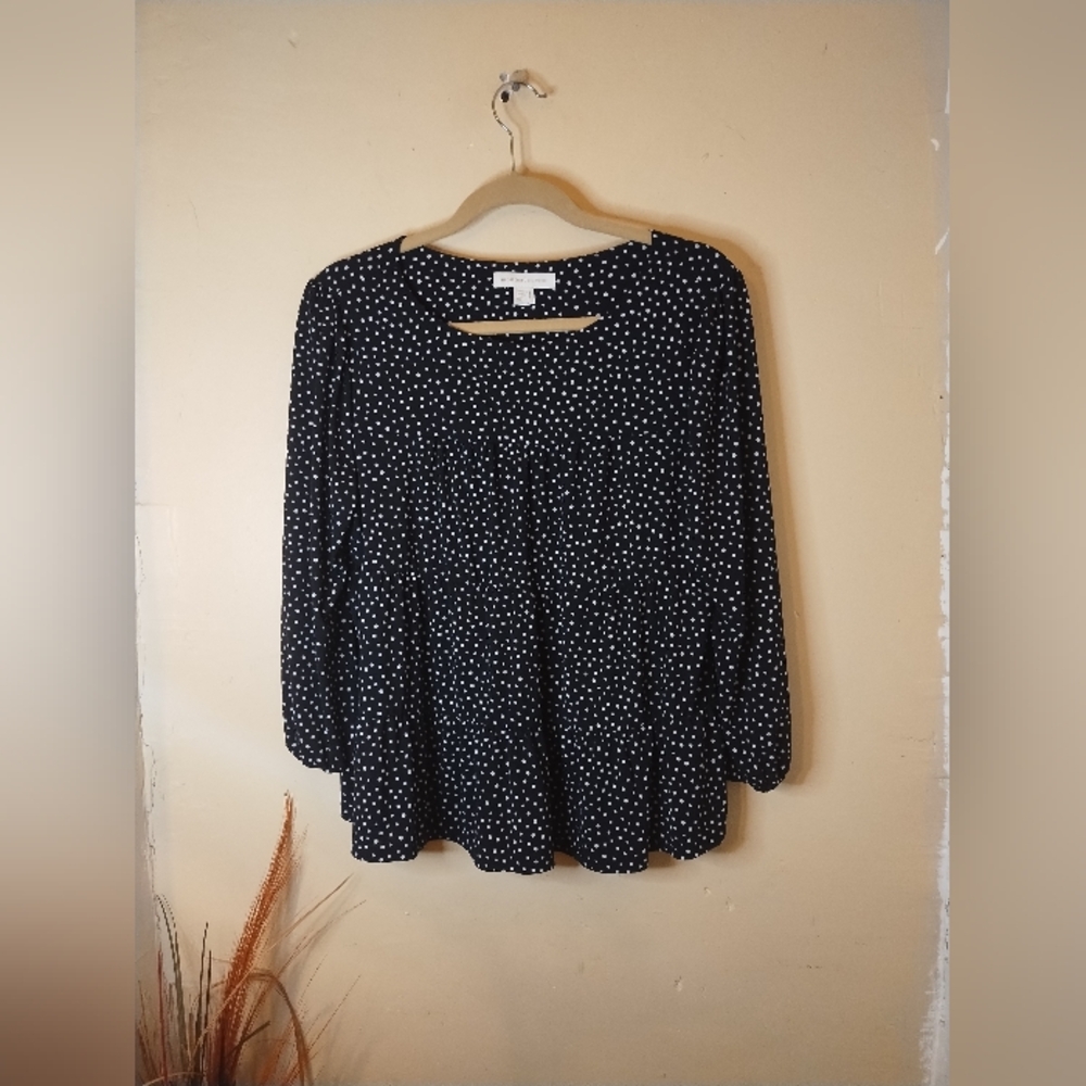 Monteau Los Angeles Polka Dot Women's Top - Black and White Size XL